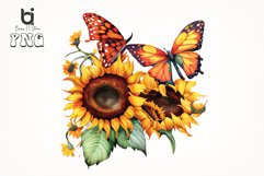 Watercolor Butterflies Sunflowers Bundle, Sublimation PNG Product Image 2