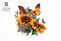 Watercolor Butterflies Sunflowers Bundle, Sublimation PNG Product Image 3