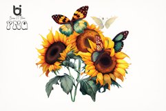 Watercolor Butterflies Sunflowers Bundle, Sublimation PNG Product Image 5