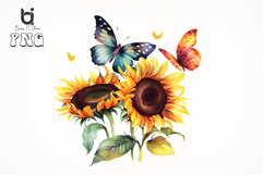 Watercolor Butterflies Sunflowers Bundle, Sublimation PNG Product Image 6