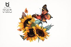 Watercolor Butterflies Sunflowers Bundle, Sublimation PNG Product Image 7