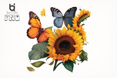 Watercolor Butterflies Sunflowers Bundle, Sublimation PNG Product Image 9