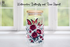 Watercolor Butterfly and Rose Clipart, Butterfly Mug PNG Product Image 5