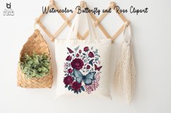 Watercolor Butterfly and Rose Clipart, Butterfly Mug PNG Product Image 7