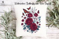 Watercolor Butterfly and Rose Clipart, Butterfly Mug PNG Product Image 8