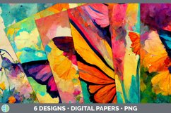 Bundle of six Watercolor Butterfly background papers.