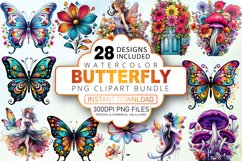 Watercolor Butterfly Clipart Bundle Product Image 1