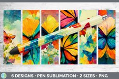 Bundle of six Watercolor Butterfly epoxy pen wraps.