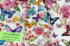 Watercolor butterfly Floral Background, Butterfly Garden