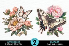 Watercolor Butterfly Flowers Clipart Bundle Product Image 3