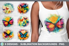 Bundle of six Watercolor Butterfly grunge sublimation backgrounds.