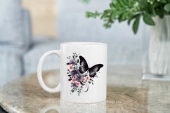 Floral Black Butterfly Watercolor Sublimation Clipart Product Image 8