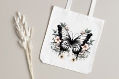 Floral Black Butterfly Watercolor Sublimation Clipart Product Image 7