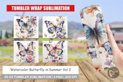 Tumbler Sublimation Wrap Watercolor Butterfly Product Image 1