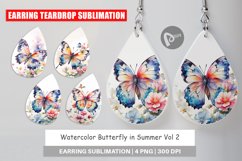 Earring Teardrop Watercolor Butterfly Product Image 1