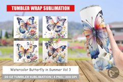 Tumbler Sublimation Wrap Watercolor Butterfly Product Image 1