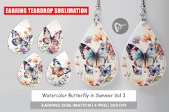 Earring Teardrop Watercolor Butterfly Product Image 1