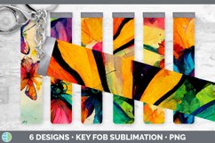 Bundle of six Watercolor Butterfly key fob sublimation designs.