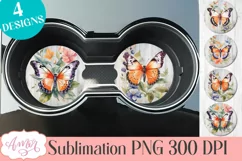 Watercolor butterfly PNG designs for car coaster sublimation Product Image 1