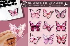 Watercolor Butterfly Sticker Clipart Bundle Product Image 1
