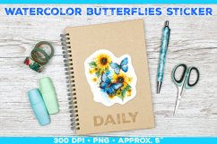 Watercolor Butterflies and Sunflowers Printable Stickers Product Image 1