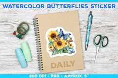 Watercolor Butterflies and Sunflowers Printable Stickers Product Image 1