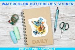 Watercolor Butterflies and Sunflowers Printable Stickers Product Image 1