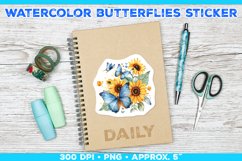 Watercolor Butterflies and Sunflowers Printable Stickers Product Image 1