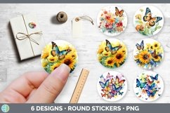 Bundle of six Watercolor Stickers designs.