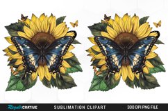 Watercolor Butterfly Sunflower PNG Clipart Product Image 1