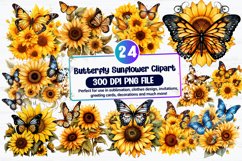 Watercolor Butterfly Sunflower Clipart Bundle Product Image 1