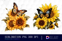 Watercolor Butterfly Sunflower Clipart Bundle Product Image 5