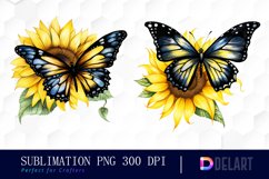 Watercolor Butterfly Sunflower Clipart Bundle Product Image 4