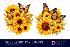 Watercolor Butterfly Sunflower Clipart Bundle Product Image 3