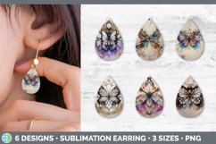 Bundle of six Watercolor Butterfly teardrop earrings sublimation designs.