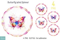Summer Wind Spinner PNG|Rainbow Butterfly Sublimation Product Image 1