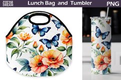 Butterfly Flowers Lunch Bag | Lunch Bag Sublimation Product Image 1