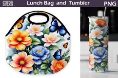 Butterfly Flowers Lunch Bag | Lunch Bag Sublimation Product Image 1