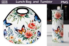 Butterfly Flowers Lunch Bag | Lunch Bag Sublimation Product Image 1