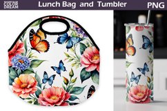 Butterfly Flowers Lunch Bag | Lunch Bag Sublimation Product Image 1