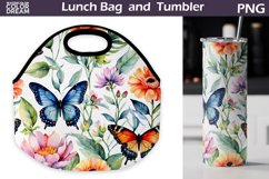 Butterfly Flowers Lunch Bag | Lunch Bag Sublimation Product Image 1