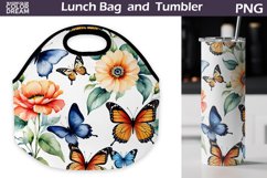 Butterfly Flowers Lunch Bag | Lunch Bag Sublimation Product Image 1