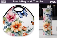 Butterfly Flowers Lunch Bag | Lunch Bag Sublimation Product Image 1