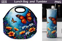 Butterfly Flowers Lunch Bag | Lunch Bag Sublimation Product Image 1