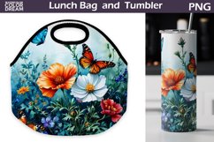 Butterfly Flowers Lunch Bag | Lunch Bag Sublimation Product Image 1