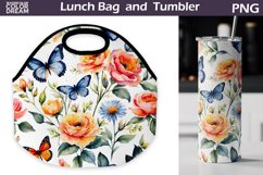 Butterfly Flowers Lunch Bag | Lunch Bag Sublimation Product Image 1