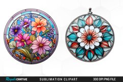 Watercolor Cabochon Flowers PNG Set Clipart Product Image 1