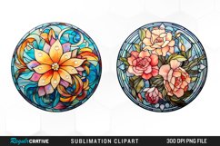 Watercolor Cabochon Flowers PNG Set Clipart Product Image 1