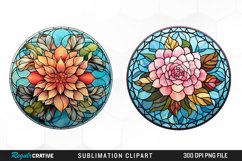 Watercolor Cabochon Flowers PNG Set Clipart Product Image 1