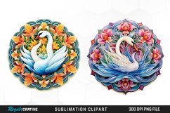 Watercolor Buy Swan Mandala Clipart Product Image 1